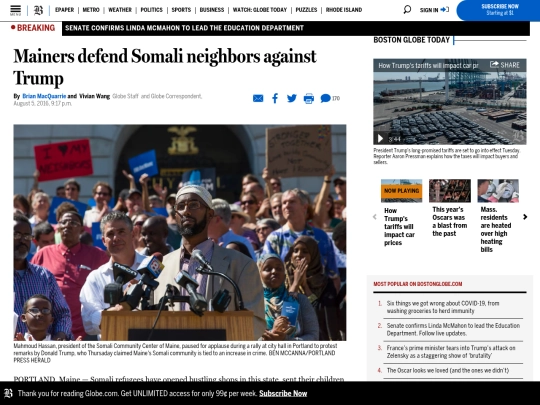 Fascism/Racism/Mainers defend Somali neighbors against Trump - The Boston Globe (3_3_2025 7：00：53 PM) screenshot
