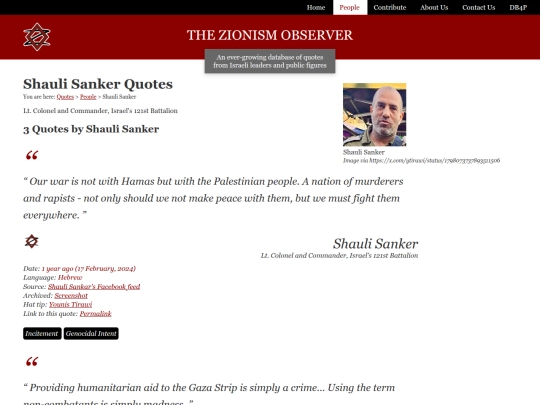 IPG/Next/Sanker, Shauli ｜ Potentially Genocidal Quotes ｜ Zionism Observer (10_1_2025 6：40：49 PM) screenshot
