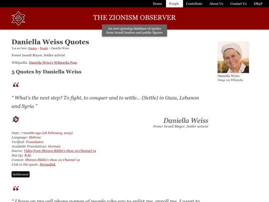 IPG/Next/Weiss, Daniella ｜ Potentially Genocidal Quotes ｜ Zionism Observer (10_1_2025 6：49：27 PM) screenshot