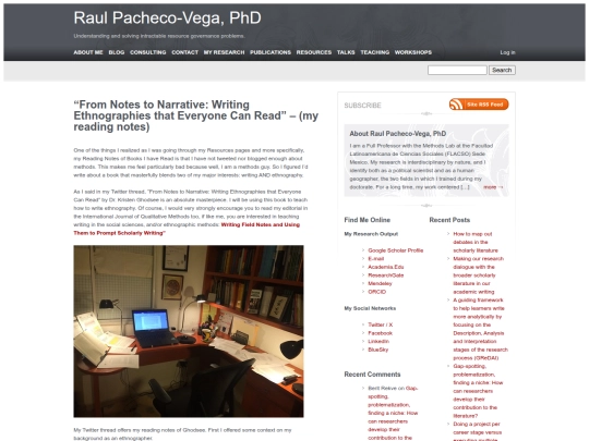WebPages/“From Notes to Narrative： Writing Ethnographies that Everyone Can Read” – (my reading notes) – Raul Pacheco-Vega, PhD (9_9_2025 2：13：32 PM) screenshot