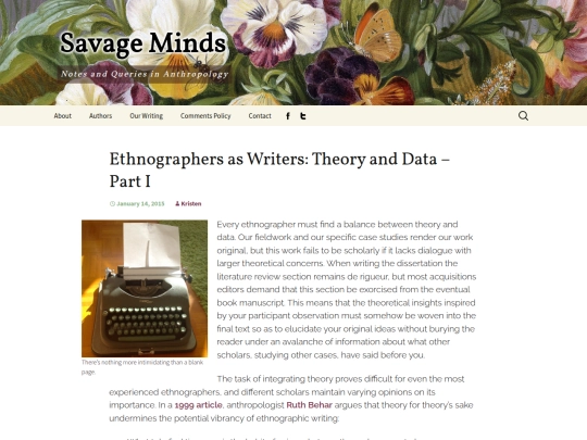 WebPages/Ethnographers as Writers： Theory and Data – Part I ｜ Savage Minds (9_9_2025 1：59：12 AM) screenshot