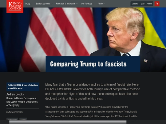 Websites/Historians/Comparing Trump to fascists ｜ Feature from King's College London (2_11_2025 3：37：27 AM) screenshot