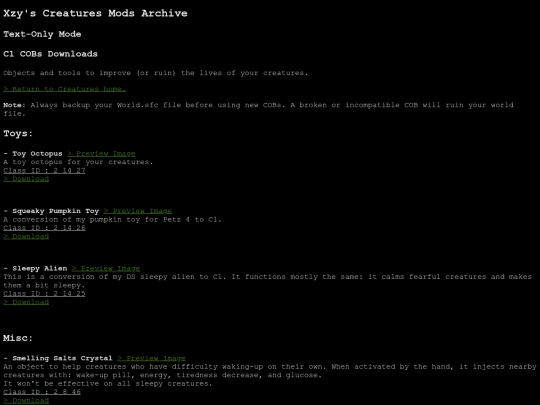textmode/text_creatures1cobs screenshot