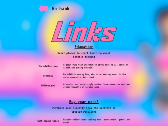 links screenshot
