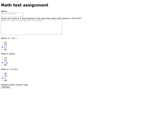 mathtest screenshot