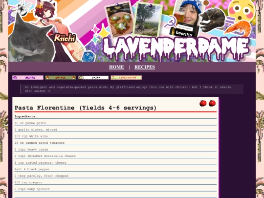 recipes/list/pasta-florentine screenshot