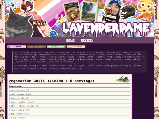 recipes/list/vegetarian-chili screenshot