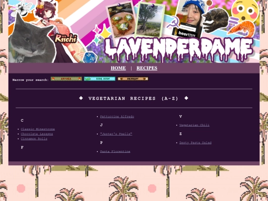 recipes/vegetarian screenshot