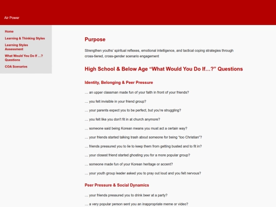 Scenario Questions screenshot