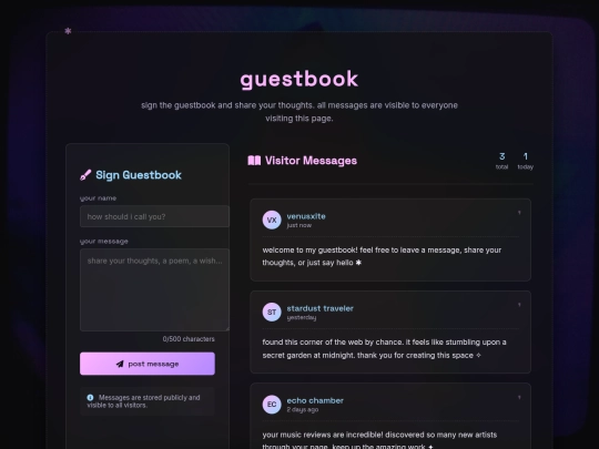 guestbook screenshot