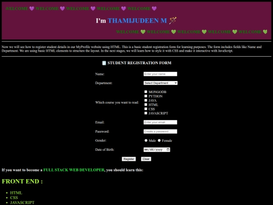 MYPROFILE/reg screenshot