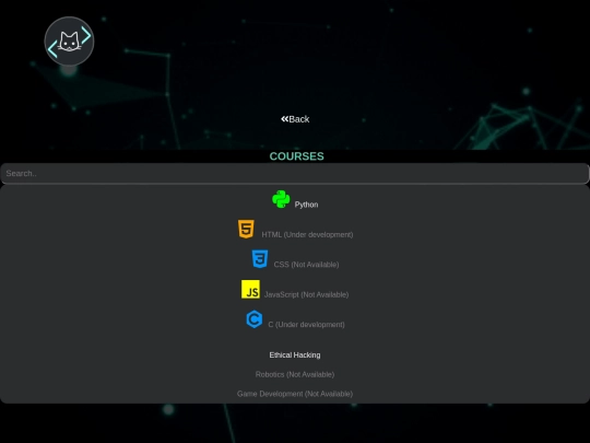 courses screenshot