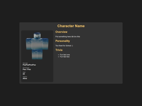 CharTemplate screenshot