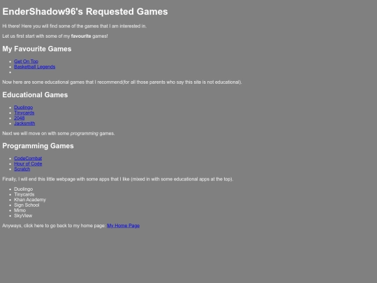 Games screenshot