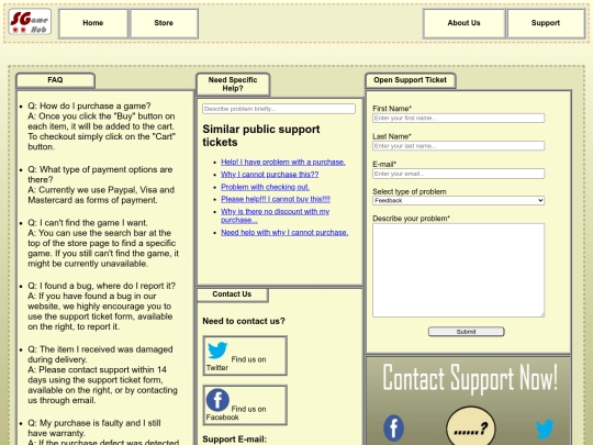 support screenshot