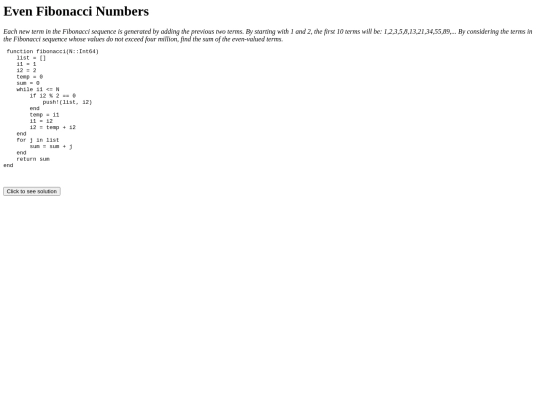 projecteulerhtml/002evenfibonacci screenshot