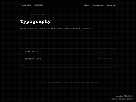 navigation/hobbies/typography/catalogue screenshot