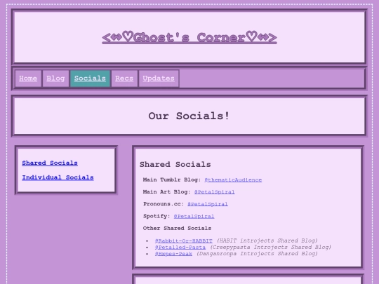 socials screenshot