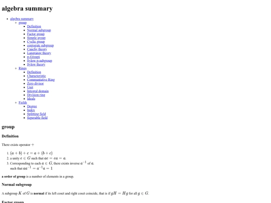 math/algebra_summary screenshot