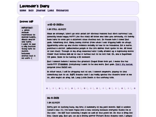 journal/diary screenshot