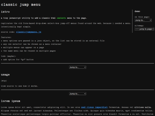 dev/sandbox/classic-jump-menu screenshot