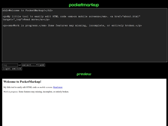 pocketmarkup/wip screenshot