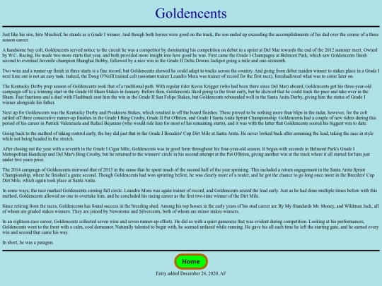 Horses/G/Goldencents screenshot