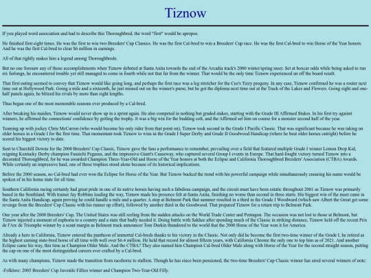 Horses/T/Tiznow screenshot