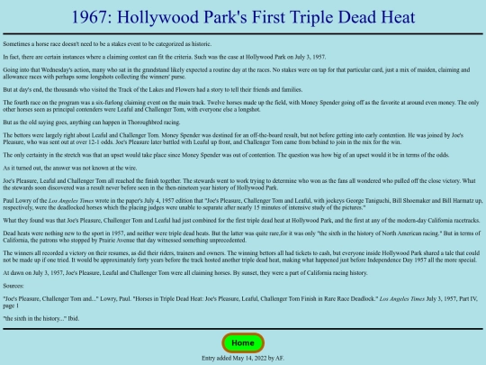 Races/1960s/1967HollywoodParkTripleDeadHeat screenshot