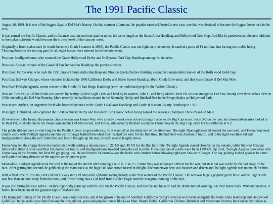 Races/1990s/1991PacificClassic screenshot