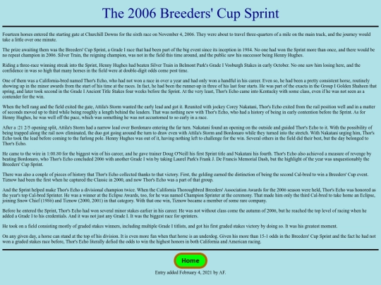 Races/2000s/2006BreedersCupSprint screenshot