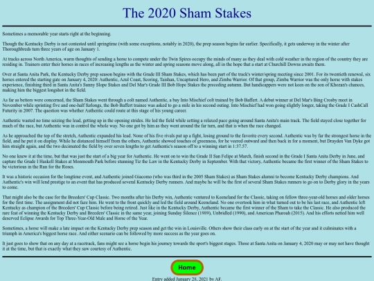 Races/2020s/2020ShamStakes screenshot