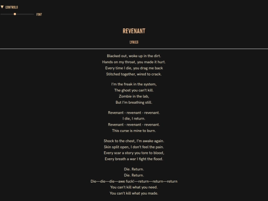 lyrics/revenant screenshot