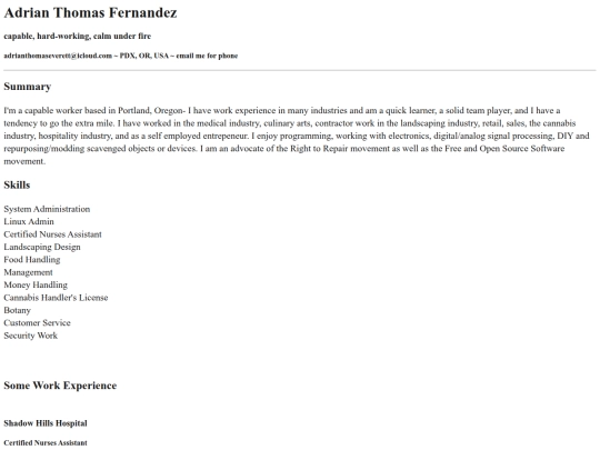 resume screenshot