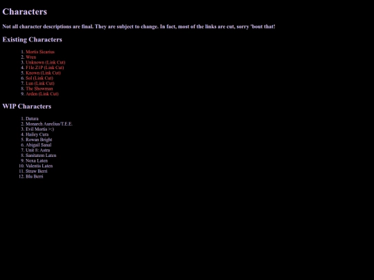Characters screenshot