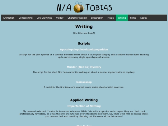 Writing screenshot