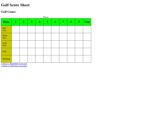 Scorecards Assignment/Golf screenshot