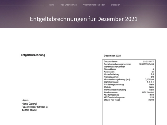 Entgeltabrechnungen screenshot