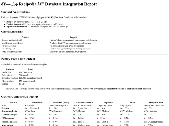 databases-report screenshot