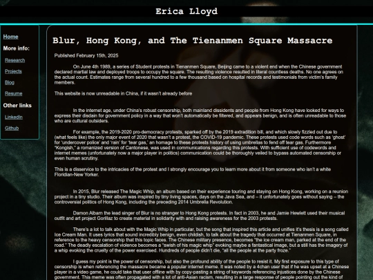 Blog screenshot