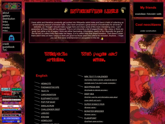 links screenshot