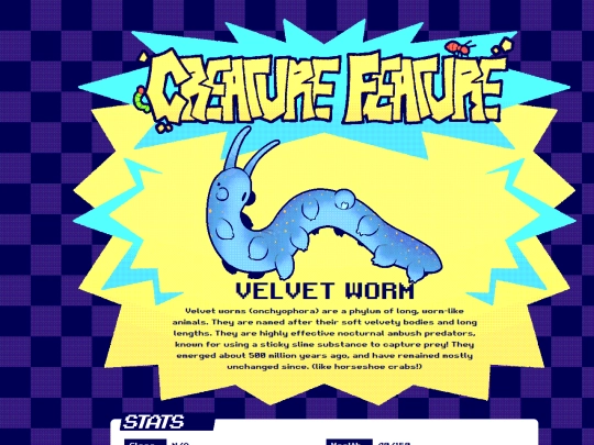 creaturefeature/velvetworm screenshot