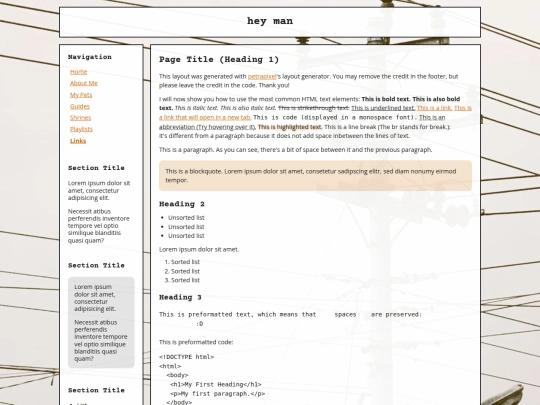 links screenshot