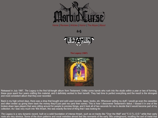 reviews/testament screenshot