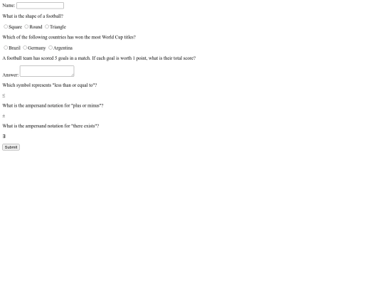 mathtestform screenshot