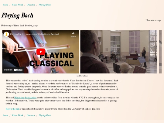 Video Work/Director/bach screenshot