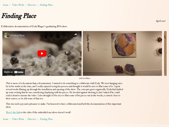 Video Work/Director/findingplace screenshot