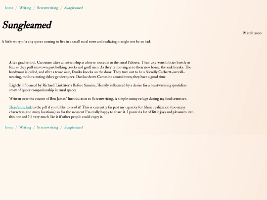 Writing/Screenwriting/sungleamed screenshot