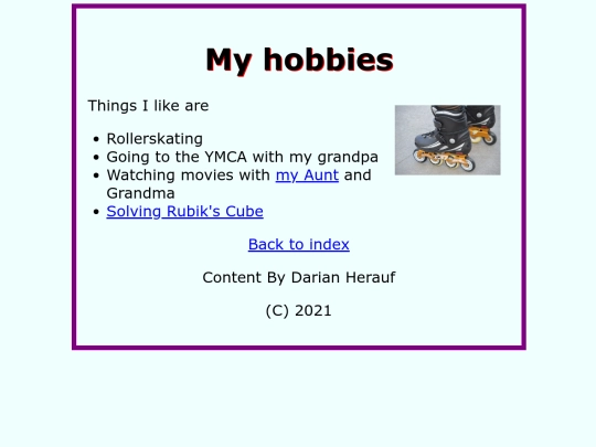 school/hobbies screenshot