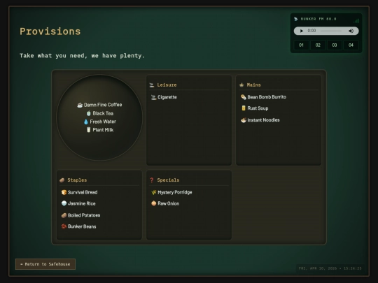 provisions screenshot